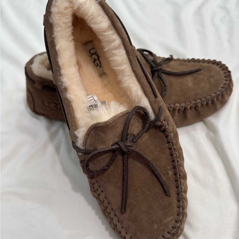UGG Women’s Chestnut Suede Shearling Moccasin Slippers